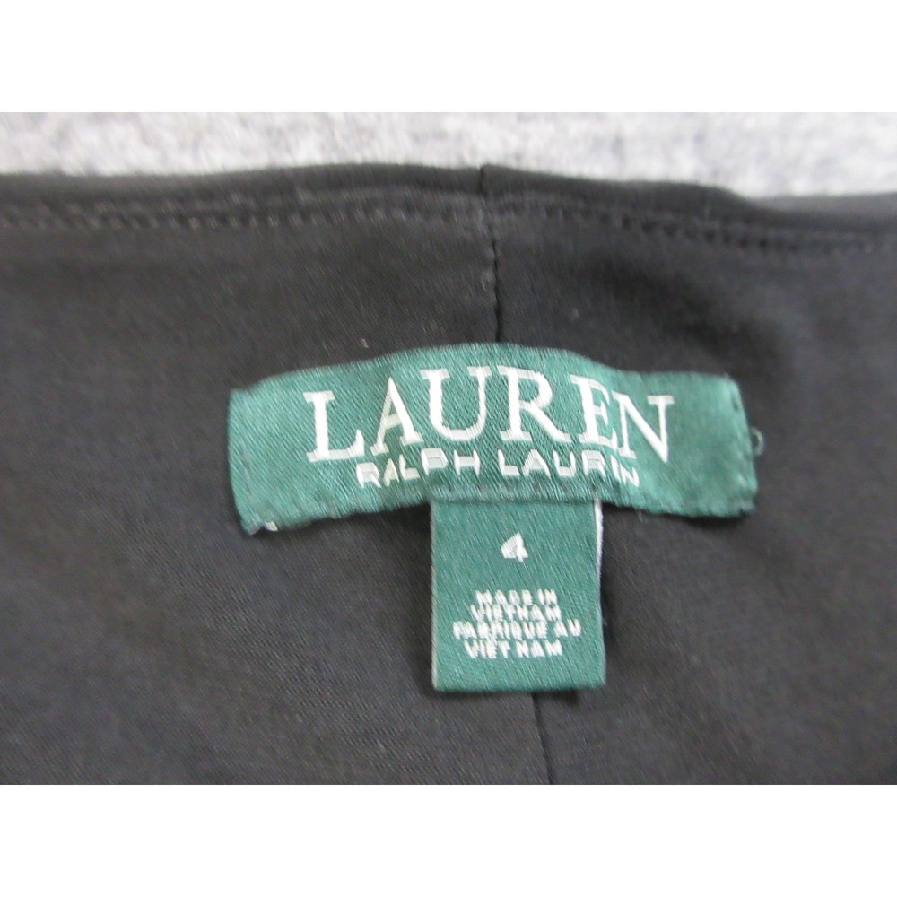 Lauren Ralph Lauren Dress Womens 4 Black Cold Shoulder Ruffle Sleeve Sheath LBD‎ - Picture 4 of 14
